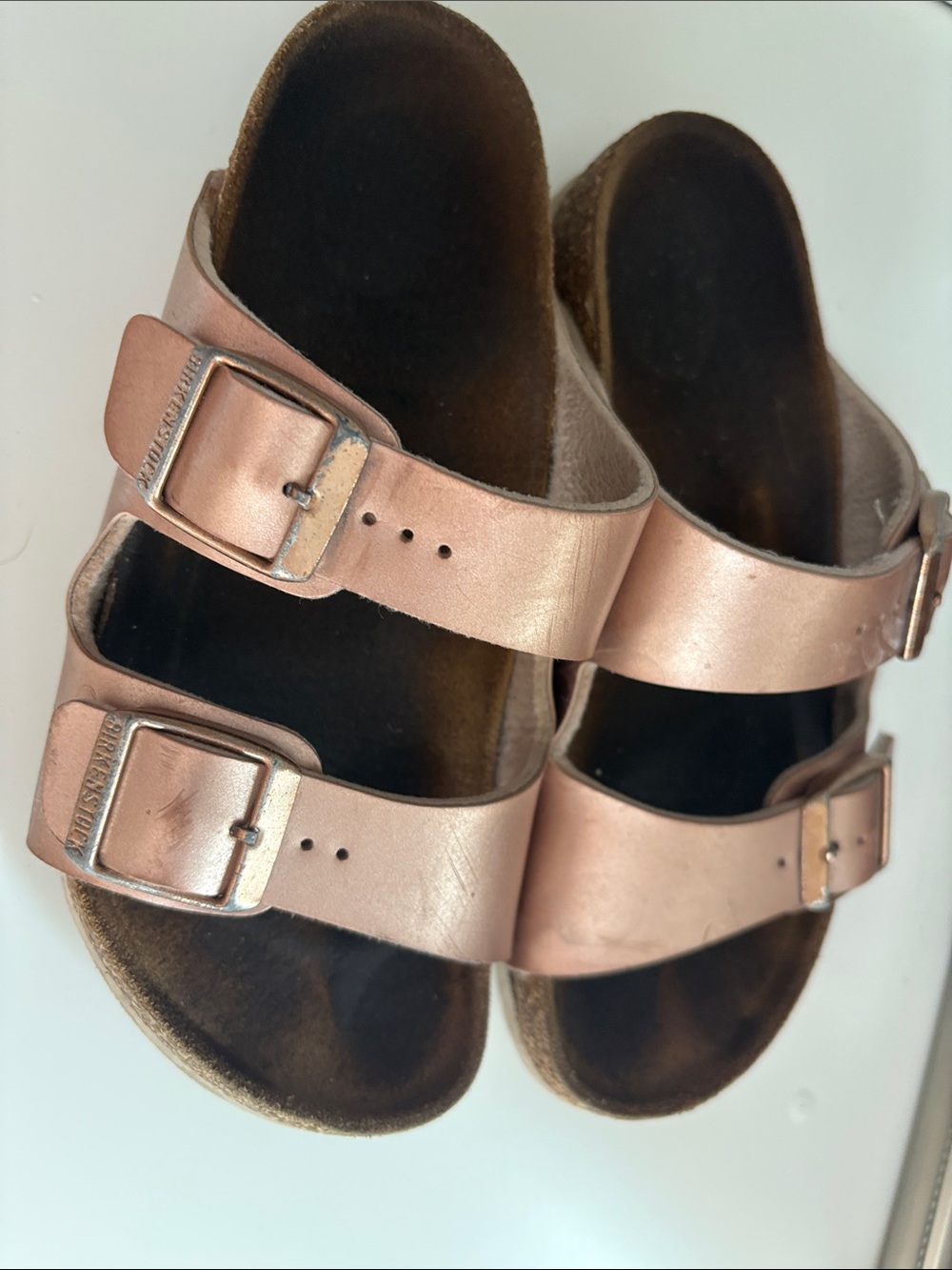 Birkenstock Kids Two-Strap Metallic Rose Sandals
